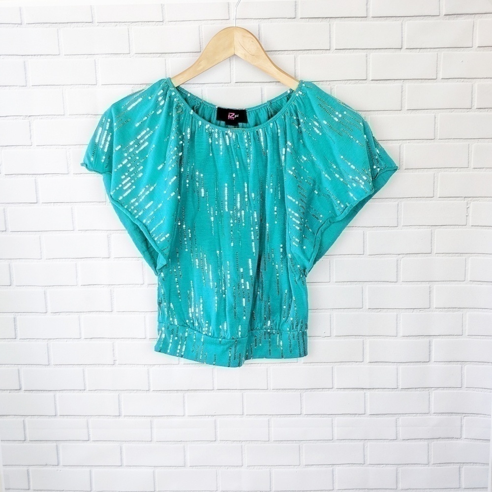 IZ Byer Girl Green Sequin‎ Top girls 7/8